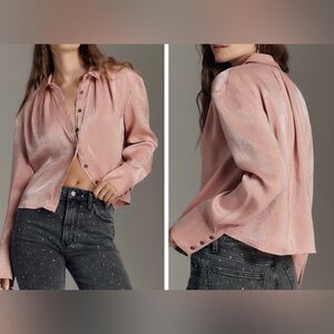 Anthropologie Shimmering Shine Buttondown Shirt, Size XS